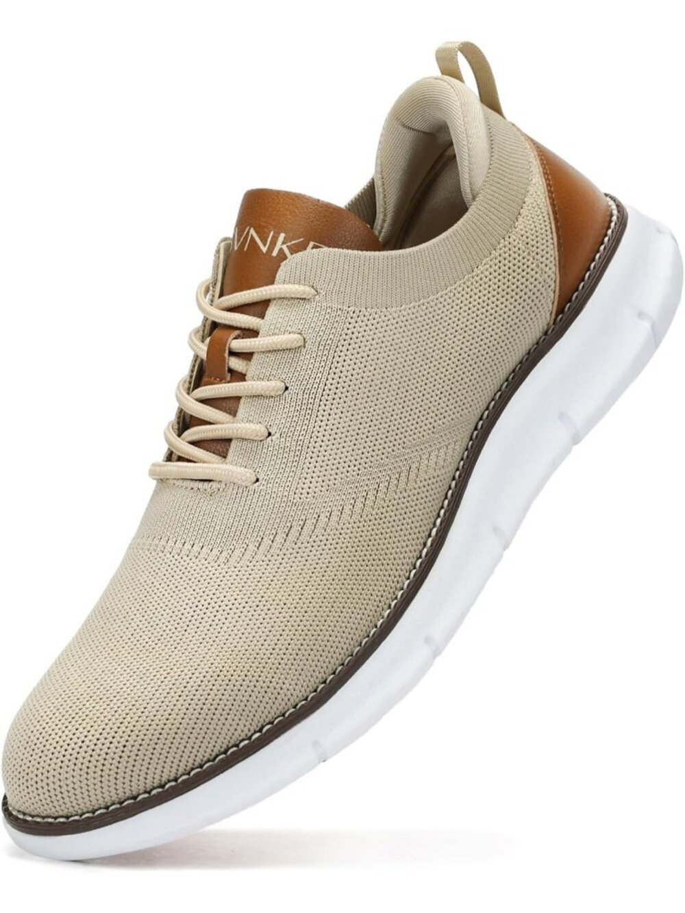 SVNKE Men's Light Khaki Rubber Lightweight Comfortable Lace Up Casual Sneakers